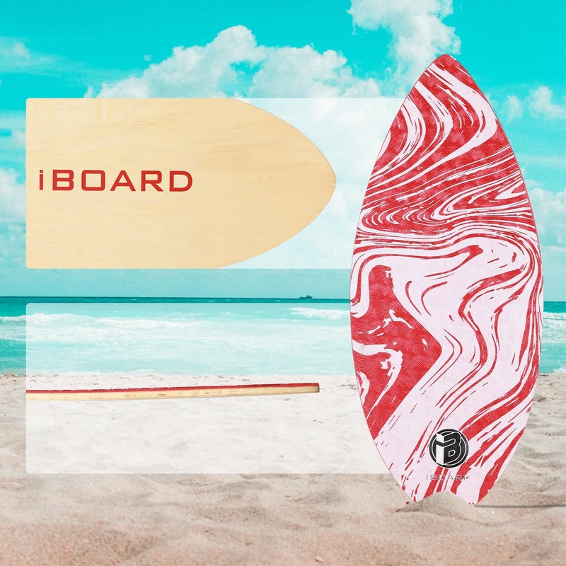 iBoard 41” Skipper Skimboard with High Gloss Coat Wooden Skim Boards for Beginners, Teenagers and Adults Beach Skimboard 3 Color Traction Pad to Choose - Image 4